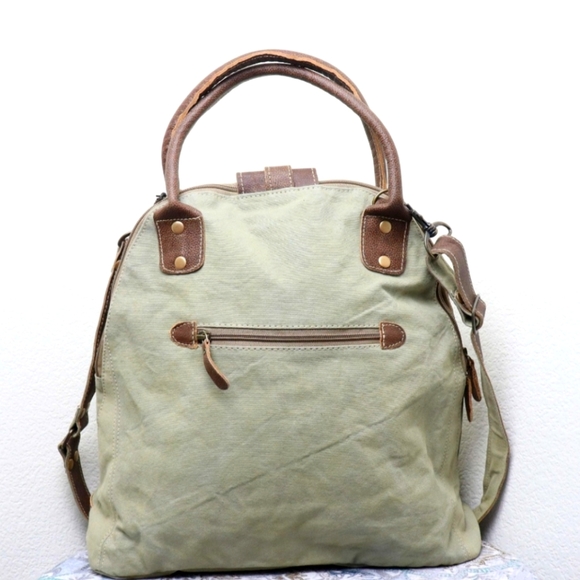 💥ONE LEFT💥Gerster Shoulder Bag; upcycled canvas, genuine leather - Picture 6 of 10